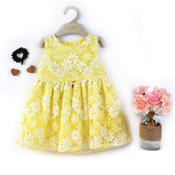 Yellow makes me happy and glow, Girl's Party Frock