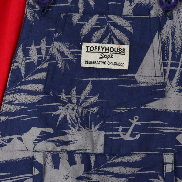Beach Allover Print Boy's 2 Piece Dungaree Set