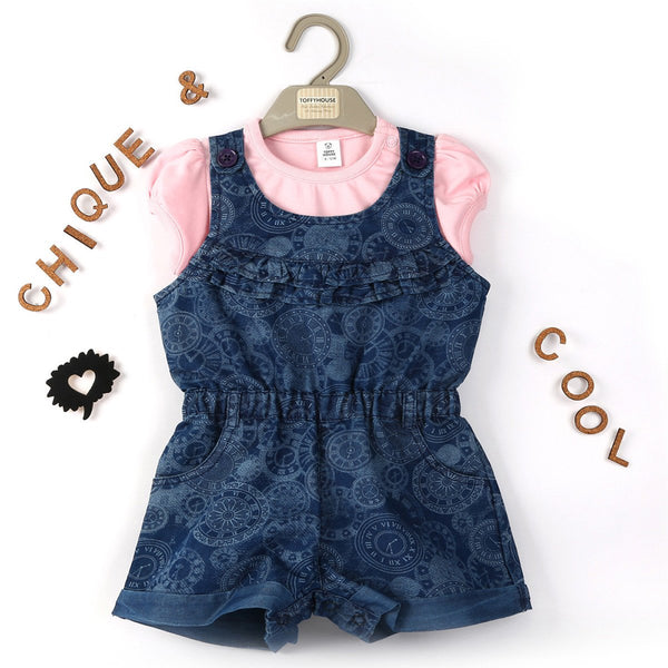 Tick Tock Denim Jumpsuit with Top
