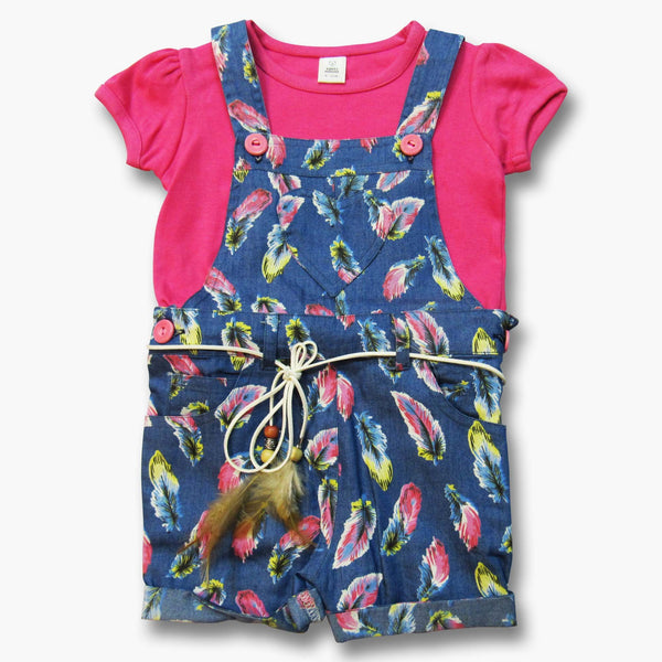 Feathery Cute Dungaree Set